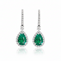 2.0 CT Lab-Grown Green Teardrop Diamond Earrings in White Gold