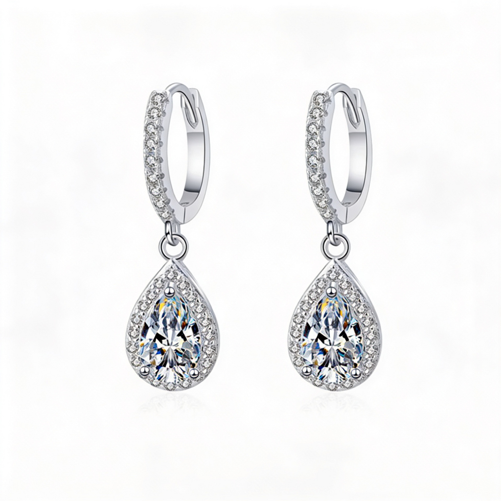2.0 CT Lab-Grown Diamond Teardrop Earrings in Silver with White Gold Coating