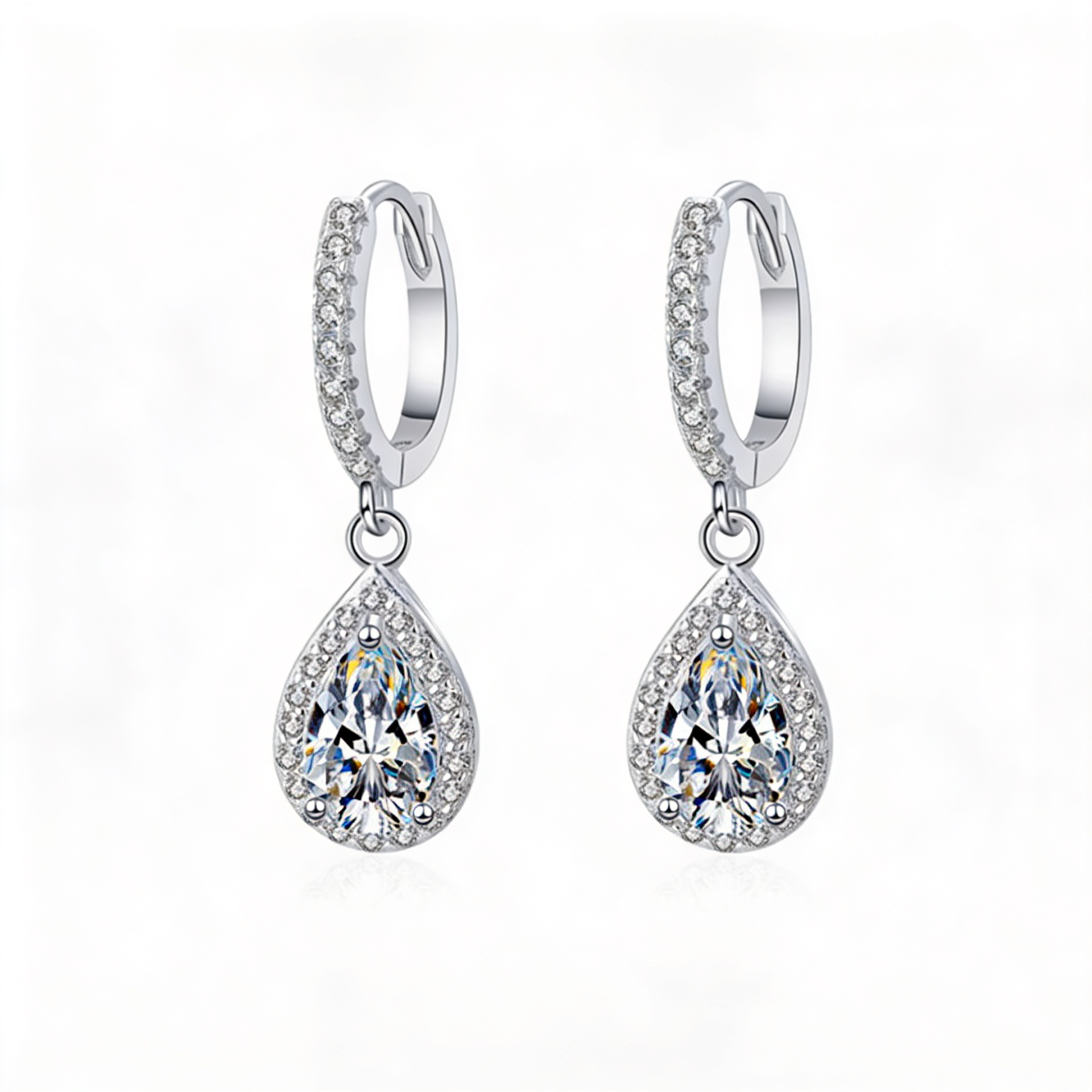 2.0 CT Lab-Grown Diamond Teardrop Earrings in Silver Plated with White Gold