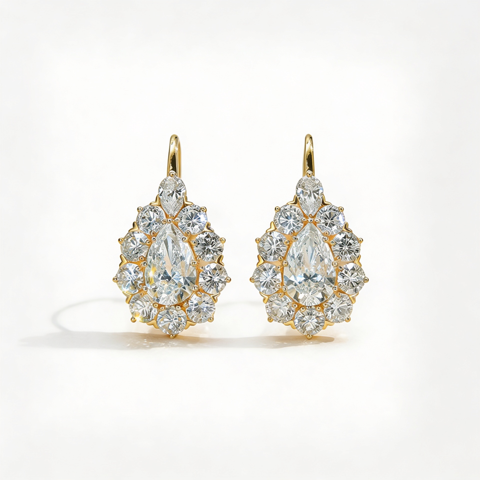 4.7 CT European Style Pear-Shaped Lab-Grown Diamond Earrings in Gold