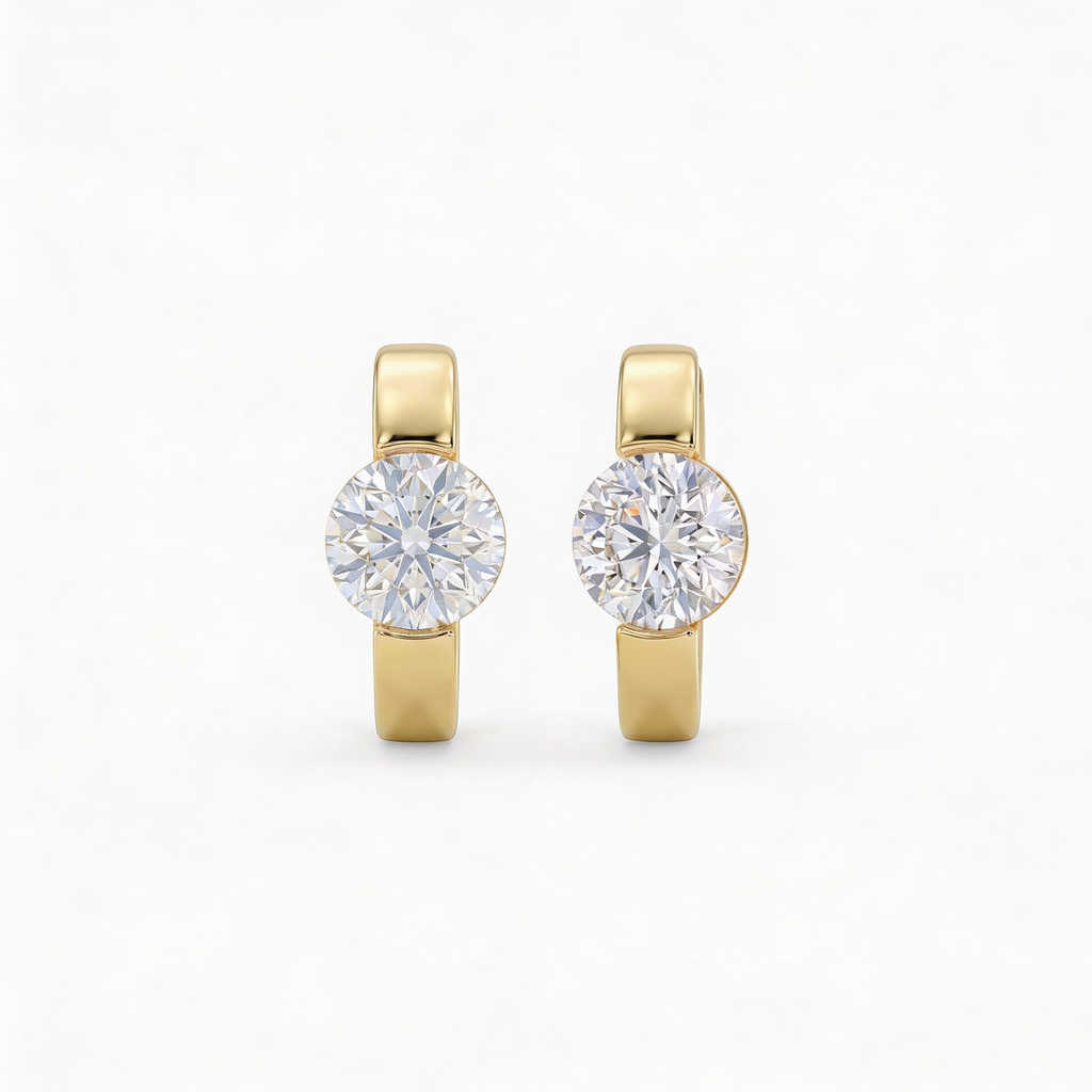 1.0 CT Lab-Grown Diamond Bubble Stud Earrings in 18K Gold