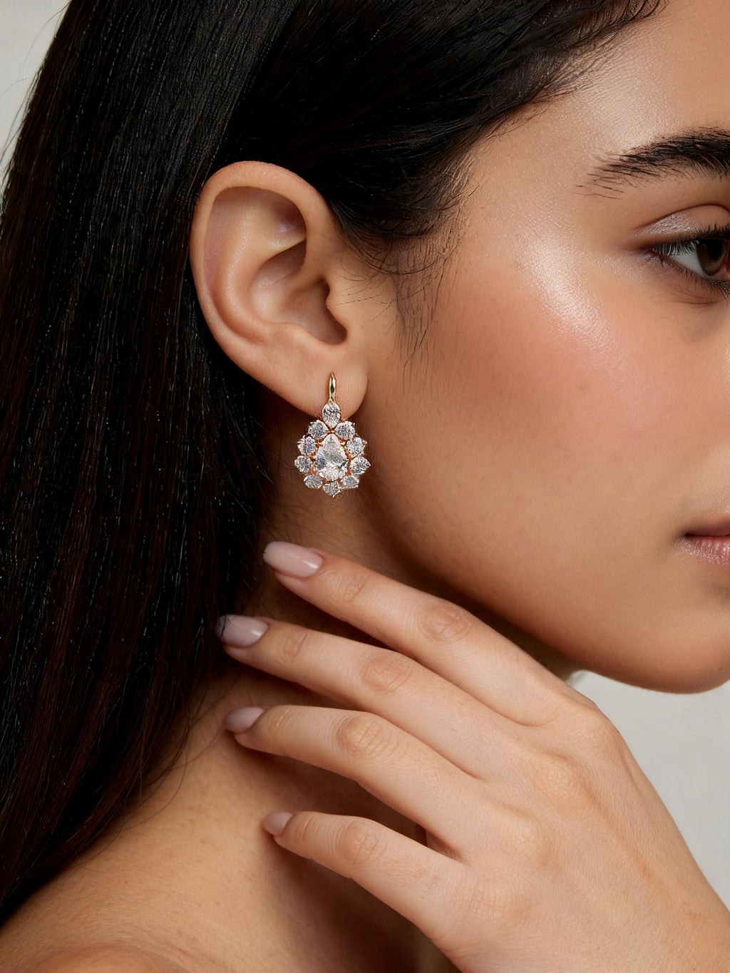 4.7 CT European Style Pear-Shaped Lab-Grown Diamond Earrings in Gold
