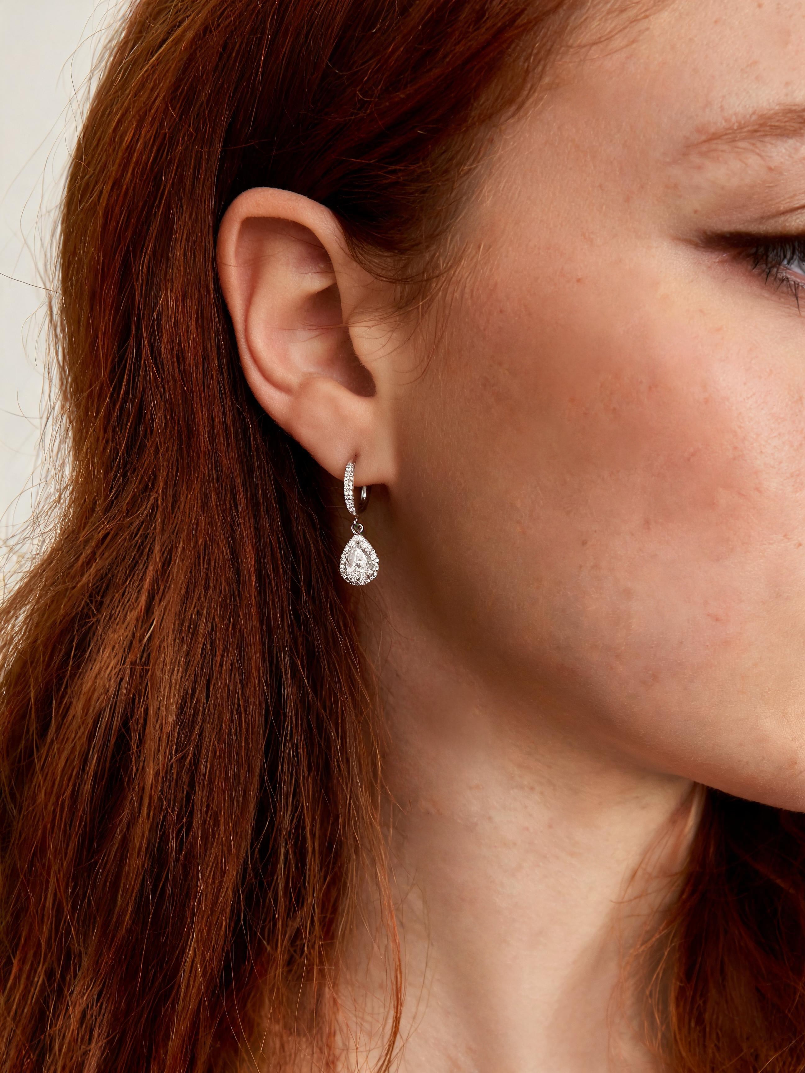 2.0 CT Lab-Grown Diamond Teardrop Earrings in Silver Plated with White Gold