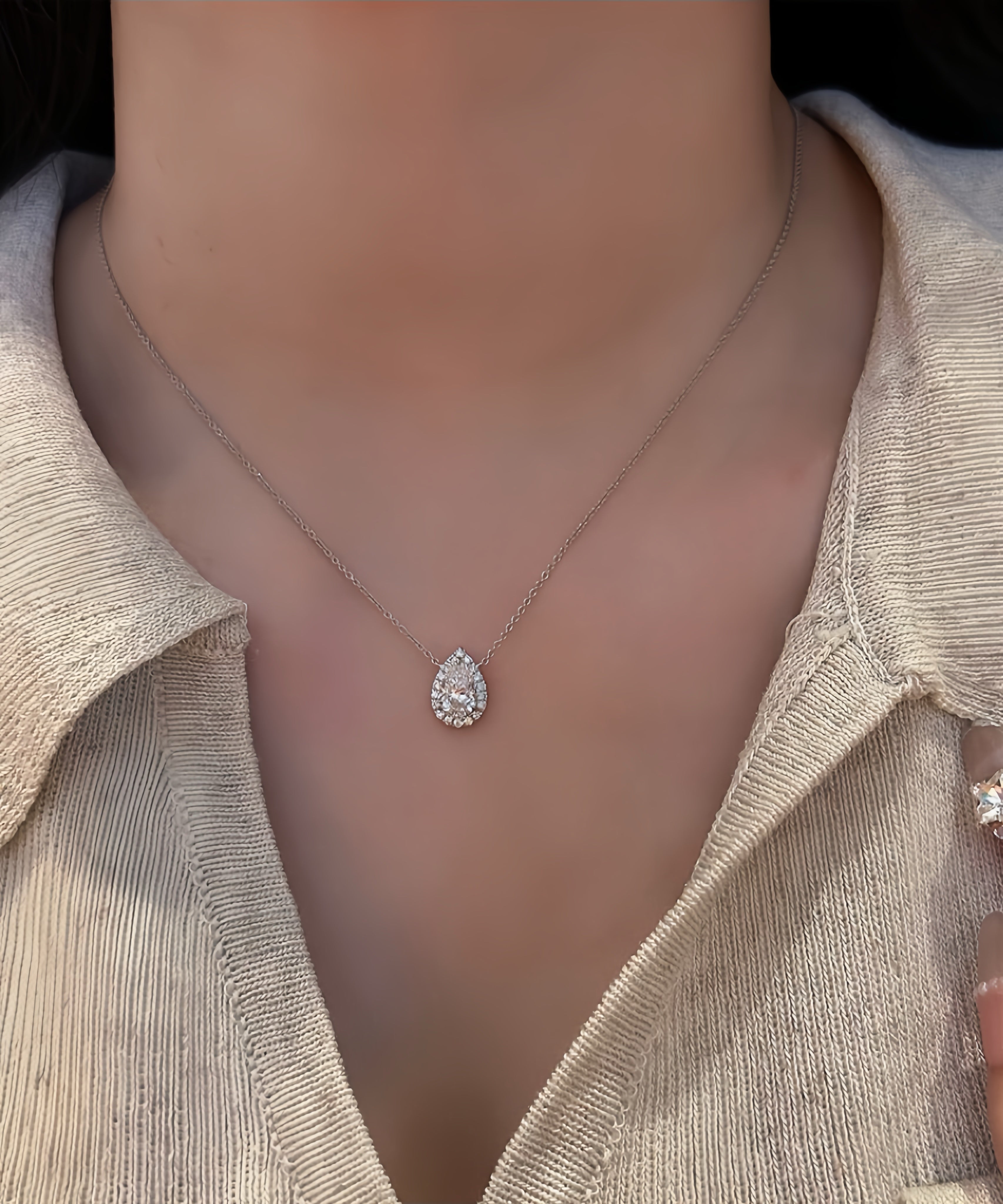 1.0 CT Pear Lab-Grown Diamond Pendant in White Gold