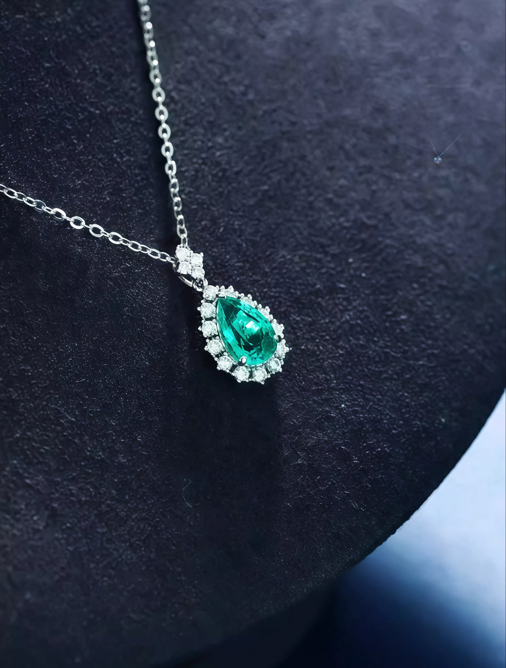 1.0 CT Tear Shaped Lab-Grown Green Diamond Pendant in White Gold with Silver Chain