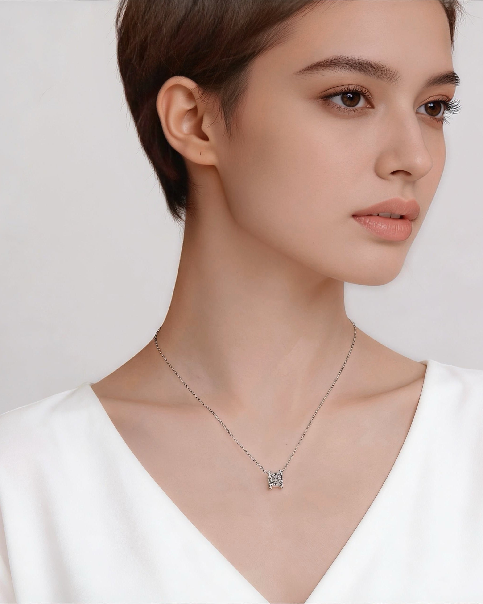 1.0 CT Lab-Grown Diamond Pendant in Silver with White Gold Coating