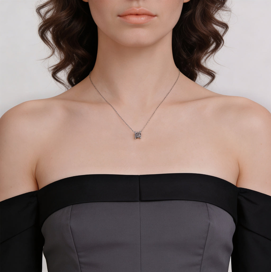 1.0 CT Lab-Grown Diamond Pendant in Silver with White Gold Coating