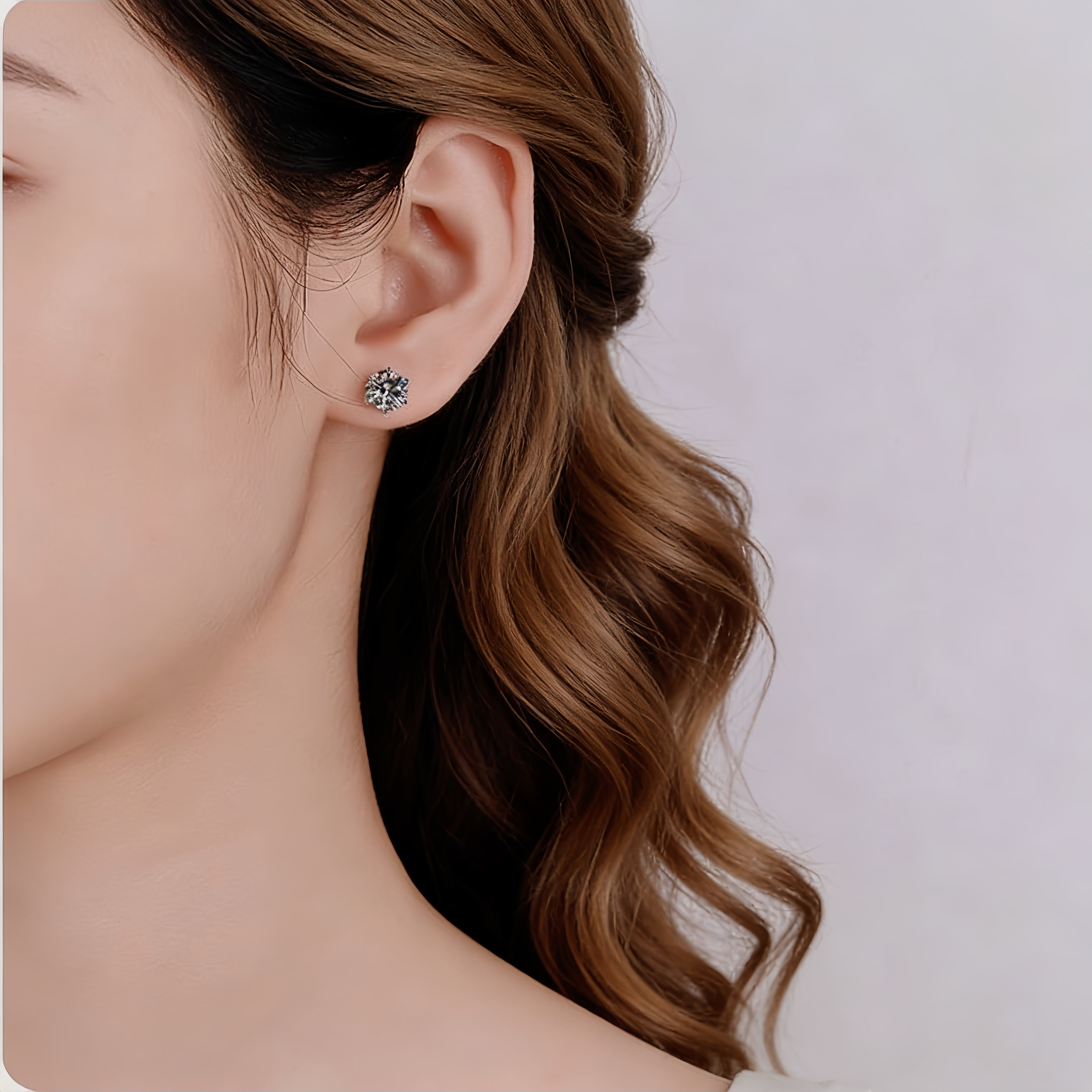 2.0 CT Lab-Grown Diamond Stud Earrings in Silver with White Gold Coat