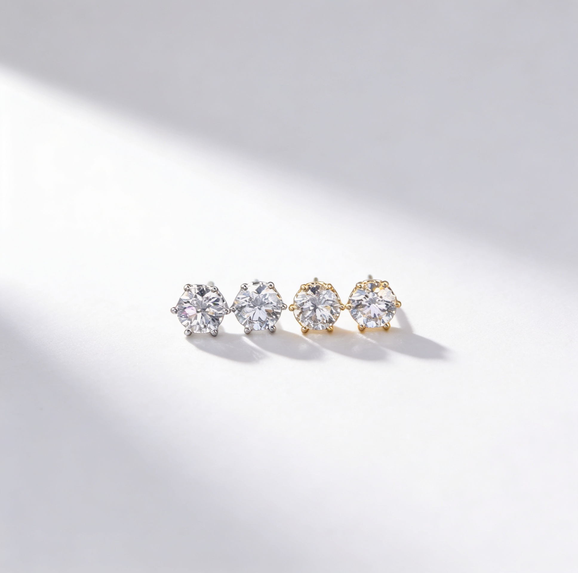 2.0 CT Lab-Grown Round Diamond Stud Earrings in White Gold/Gold