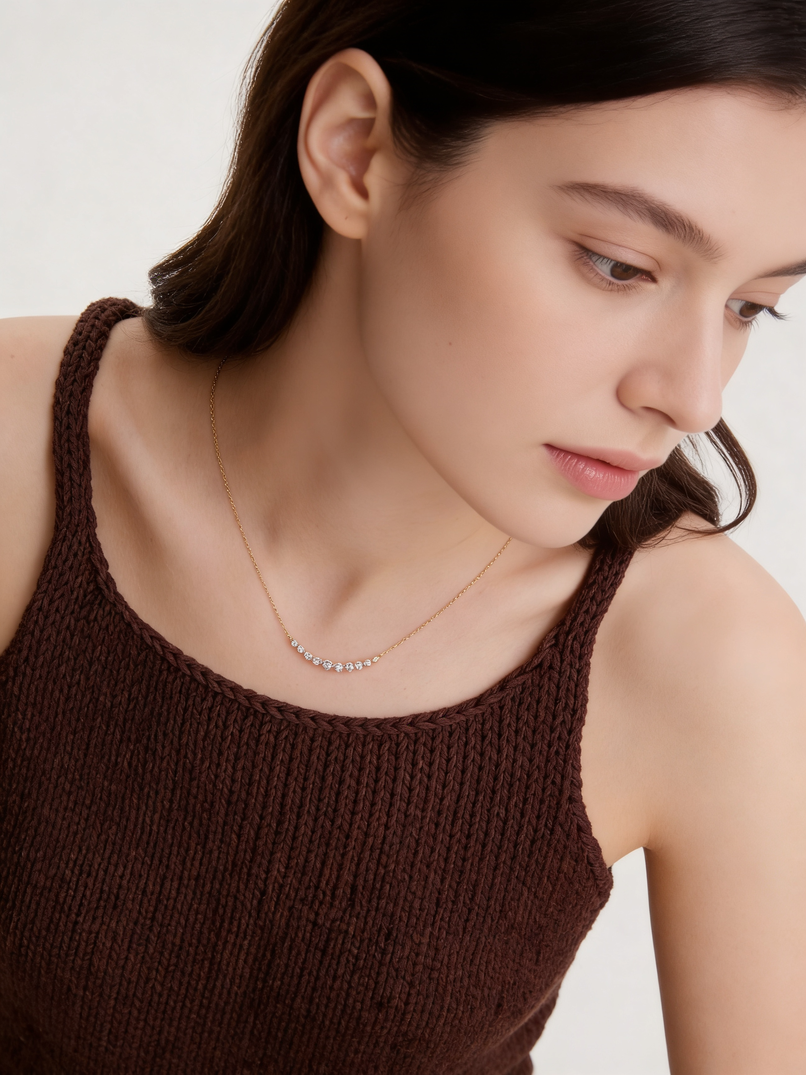 .52 CT Smile Lab-grown Diamond Necklace in 18K Gold
