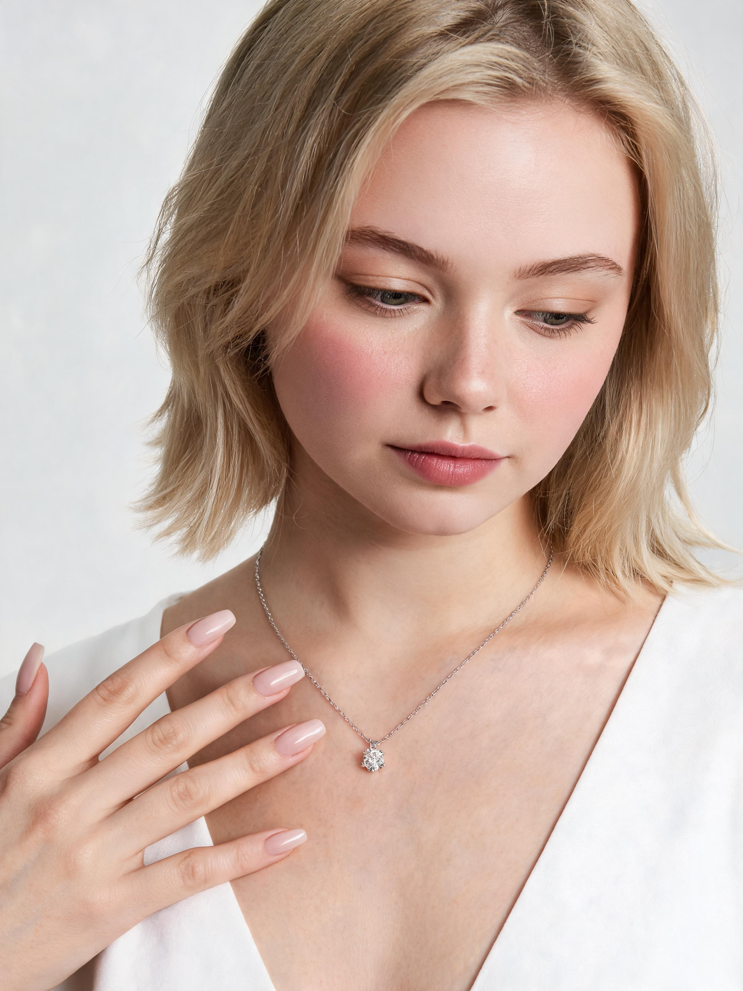 1.0 CT Lab-Grown Diamond Everyday Pendant in 18K Gold with Silver Chain