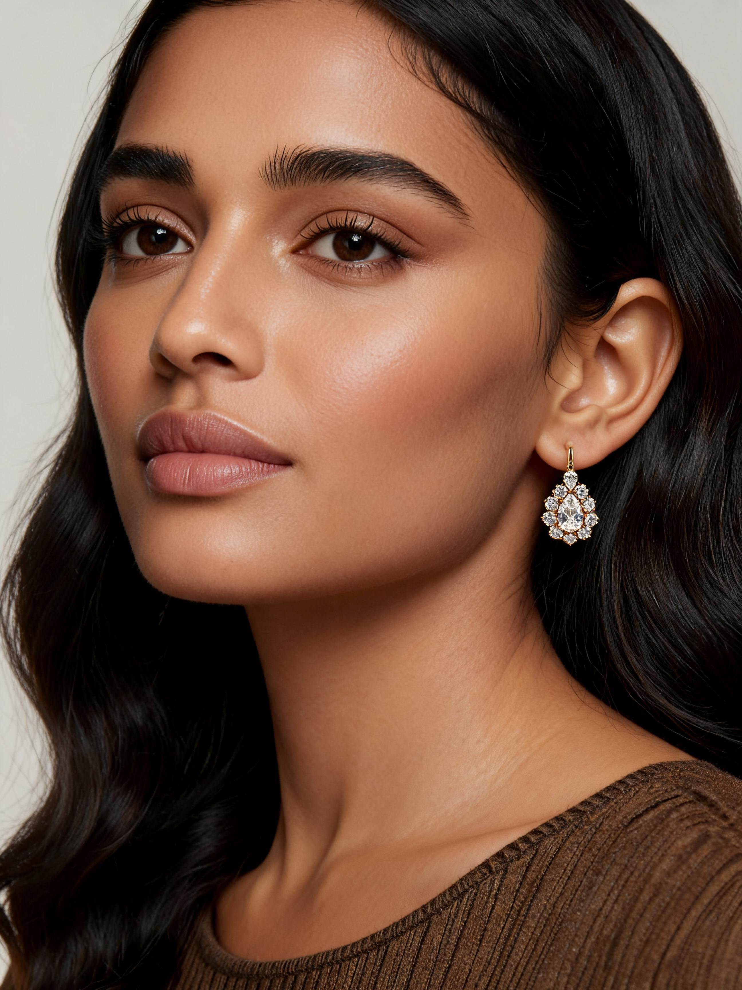 4.7 CT European Style Pear-Shaped Lab-Grown Diamond Earrings in Gold