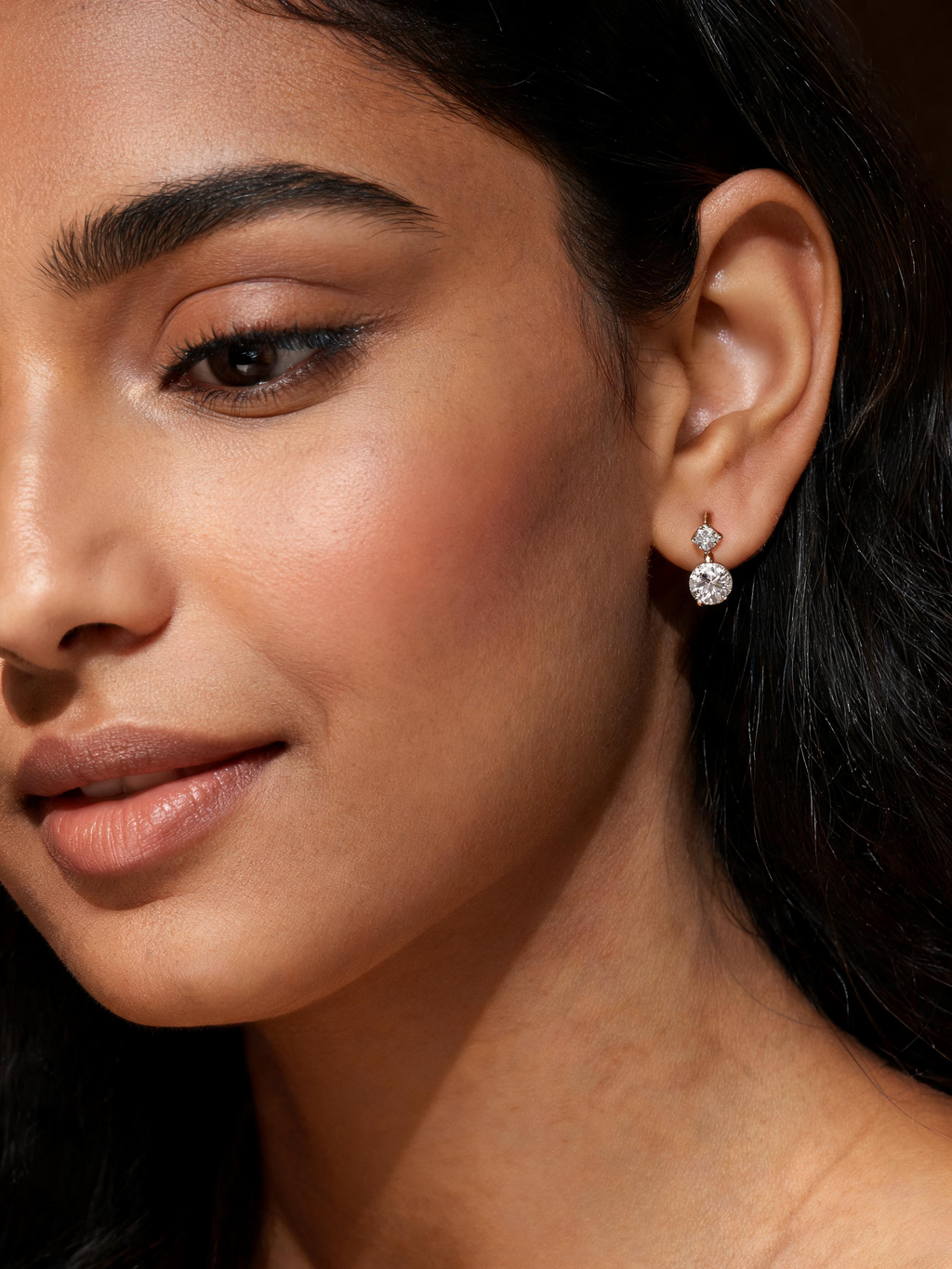 1.2 CT Mini Hoop Diamond Earrings in Gold/White Gold