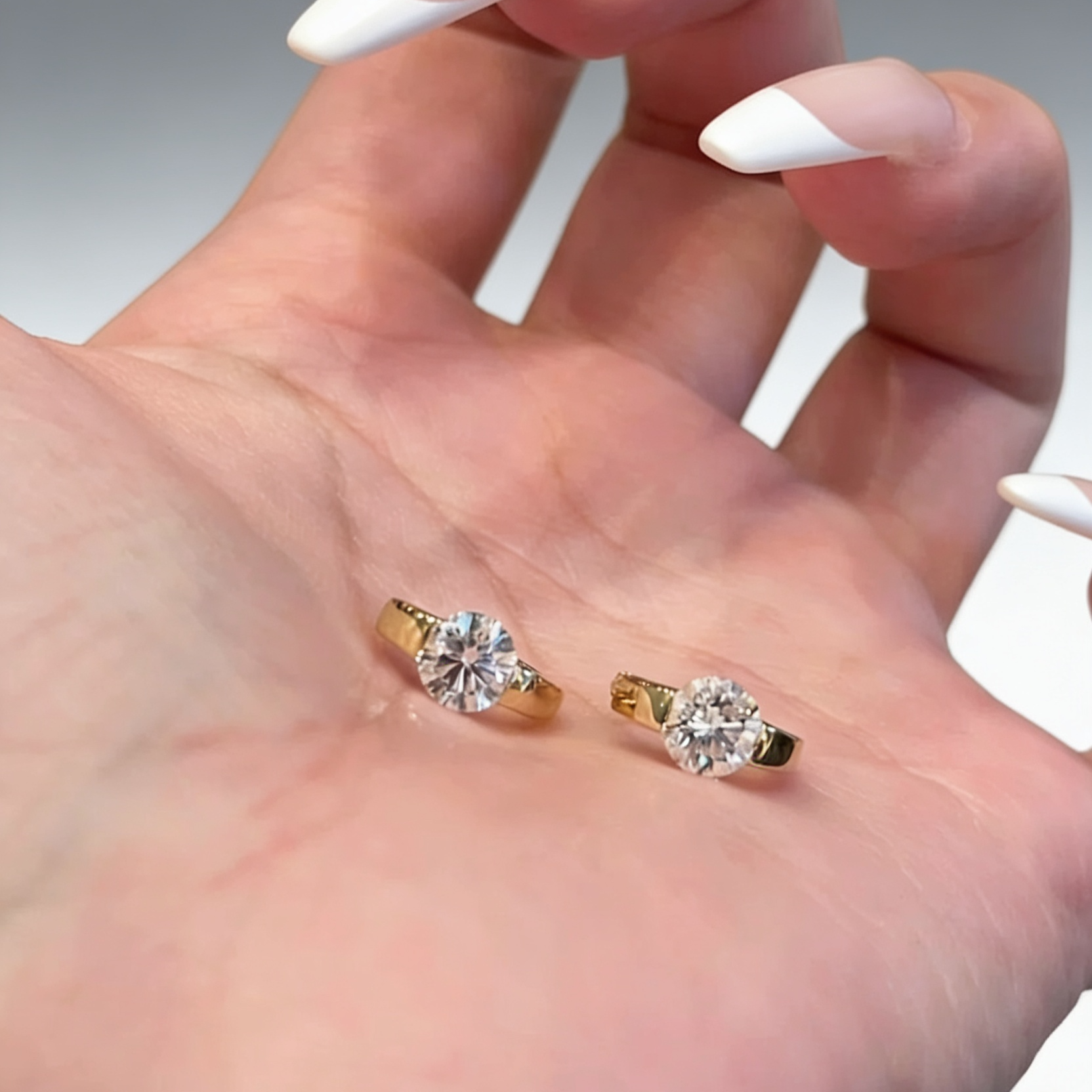 1.0 CT Lab-Grown Diamond Bubble Stud Earrings in 18K Gold