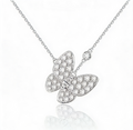 1.0 CT Lab Diamond Butterfly Pendant Necklace in 18k White Gold/Gold