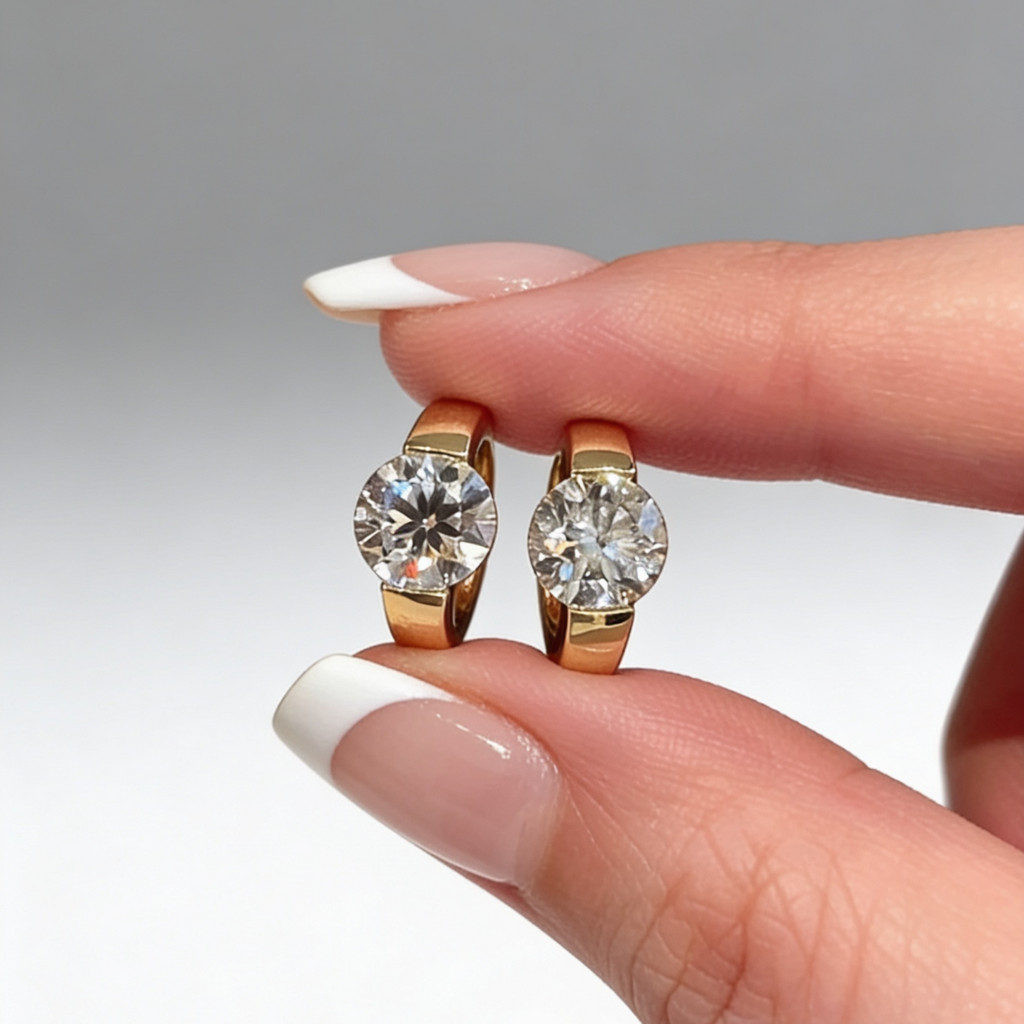1.0 CT Lab-Grown Diamond Bubble Stud Earrings in 18K Gold