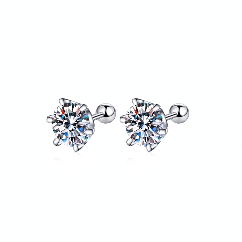 2.0 CT Lab-Grown Diamond Stud Earrings in Silver with White Gold Coat