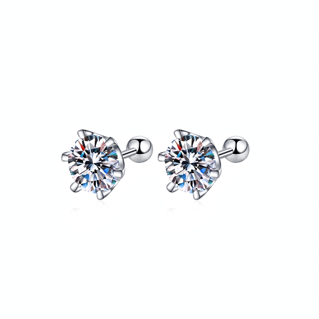 2.0 CT Lab-Grown Diamond Stud Earrings in Silver with White Gold Coat