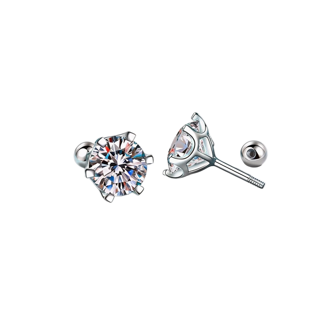 2.0 CT Lab-Grown Diamond Stud Earrings in Silver with White Gold Coat