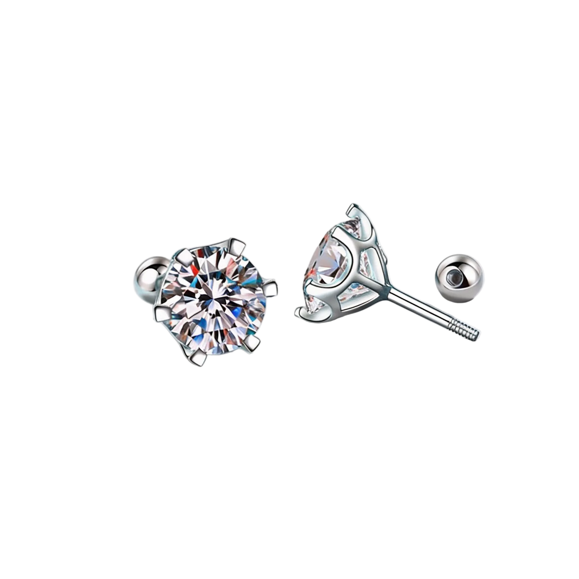 2.0 CT Lab-Grown Diamond Stud Earrings in Silver with White Gold Coat