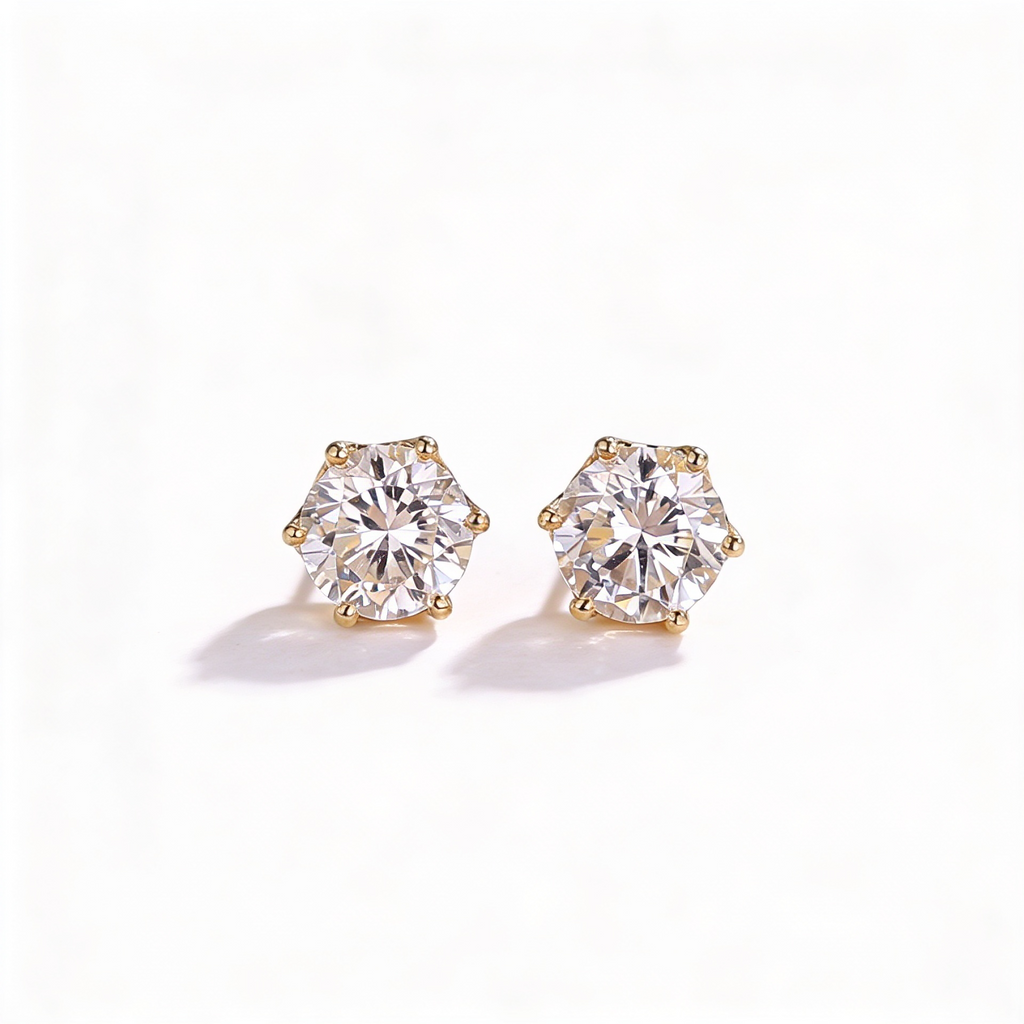 2.0 CT Lab-Grown Round Diamond Stud Earrings in White Gold/Gold