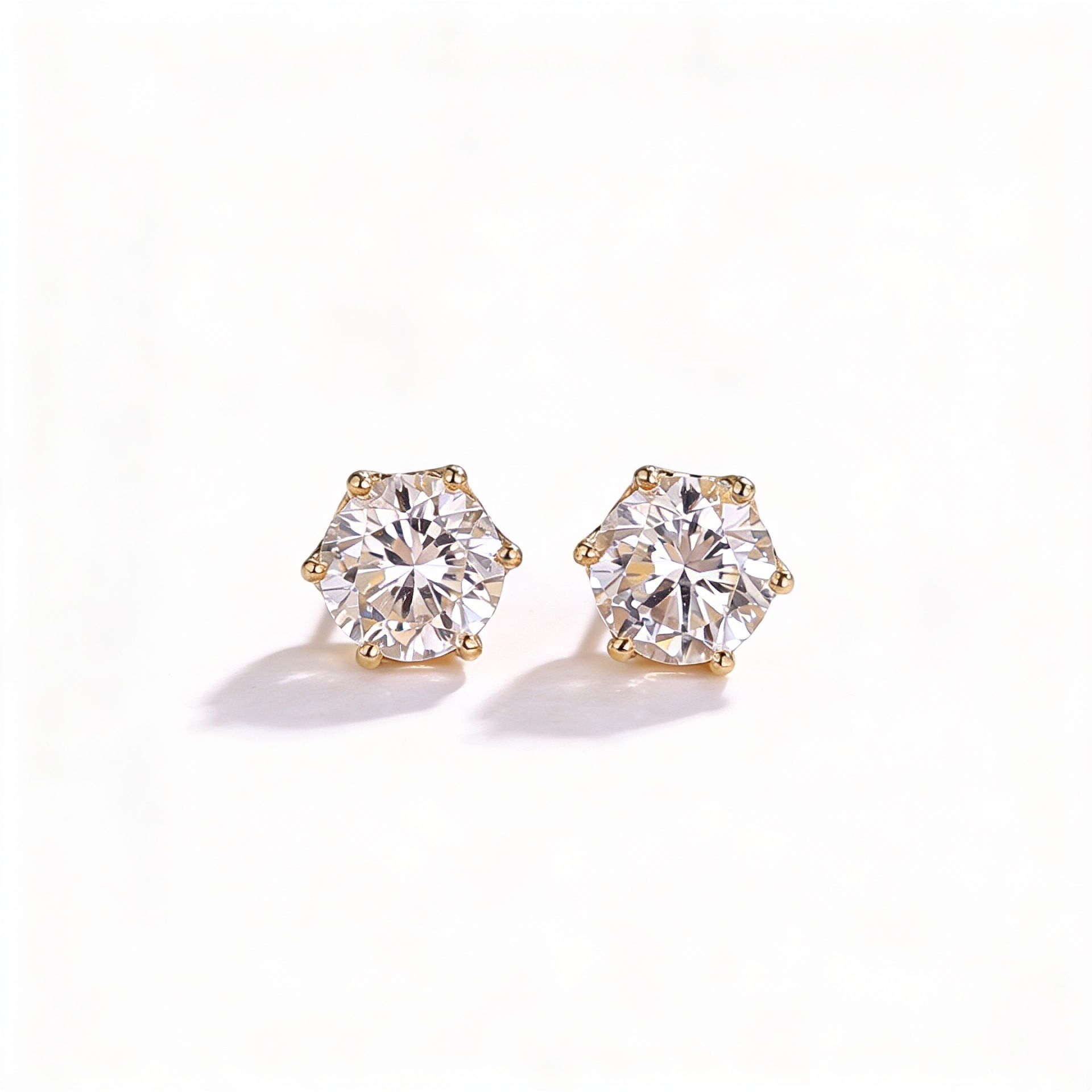 2.0 CT Lab-Grown Round Diamond Stud Earrings in White Gold/Gold