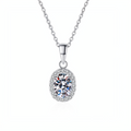 1.0 CT Oval Shaped Lab-Grown Pendant in Silver Plated with White Gold