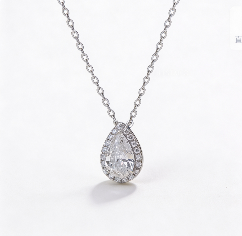1.0 CT Pear Lab-Grown Diamond Pendant in White Gold