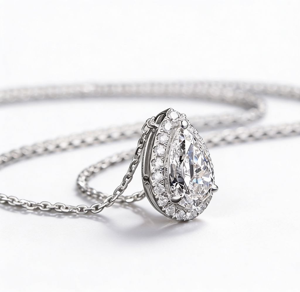 1.0 CT Pear Lab-Grown Diamond Pendant in White Gold