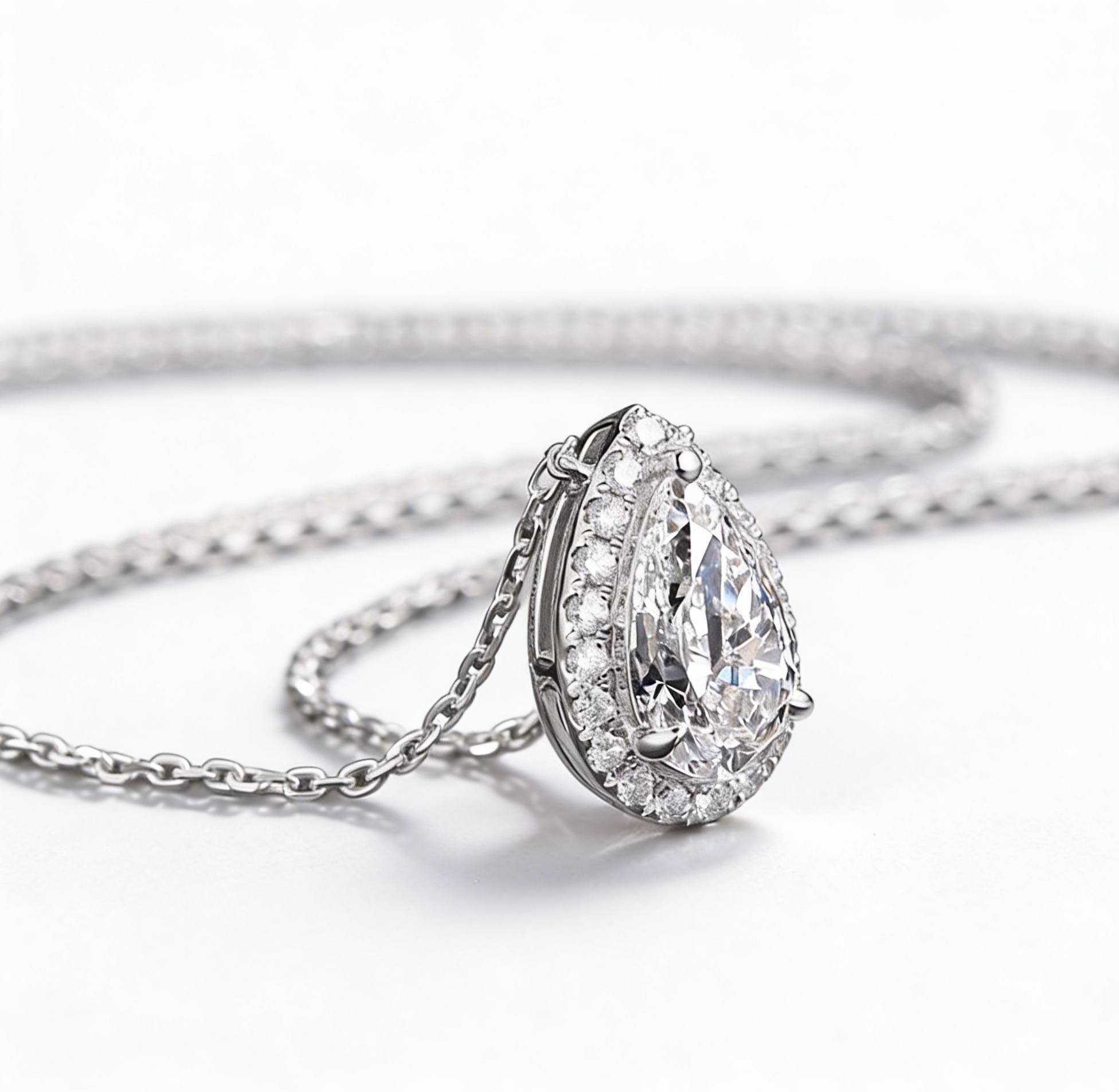 1.0 CT Pear Lab-Grown Diamond Pendant in White Gold