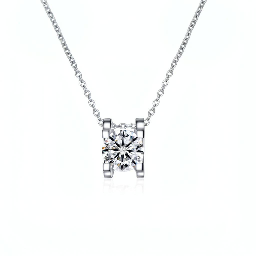 1.0 CT Lab-Grown Diamond Pendant in Silver with White Gold Coating