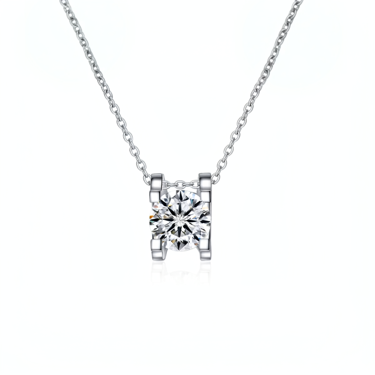 1.0 CT Lab-Grown Diamond Pendant in Silver with White Gold Coating