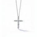 1.1 CT Lab-Grown Diamond Cross Pendant in White Gold with Silver Chain