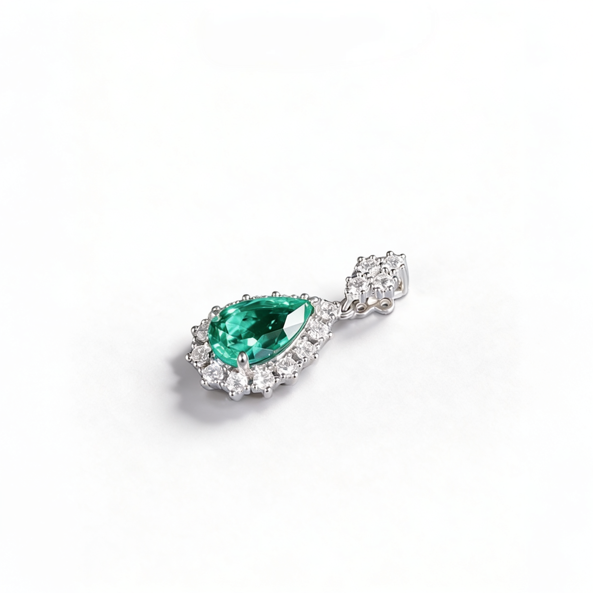 1.0 CT Tear Shaped Lab-Grown Green Diamond Pendant in White Gold with Silver Chain