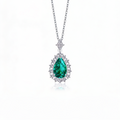 1.0 CT Tear Shaped Lab-Grown Green Diamond Pendant in White Gold with Silver Chain