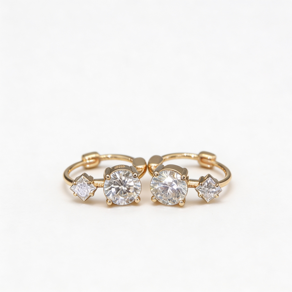 1.2 CT Mini Hoop Diamond Earrings in Gold/White Gold