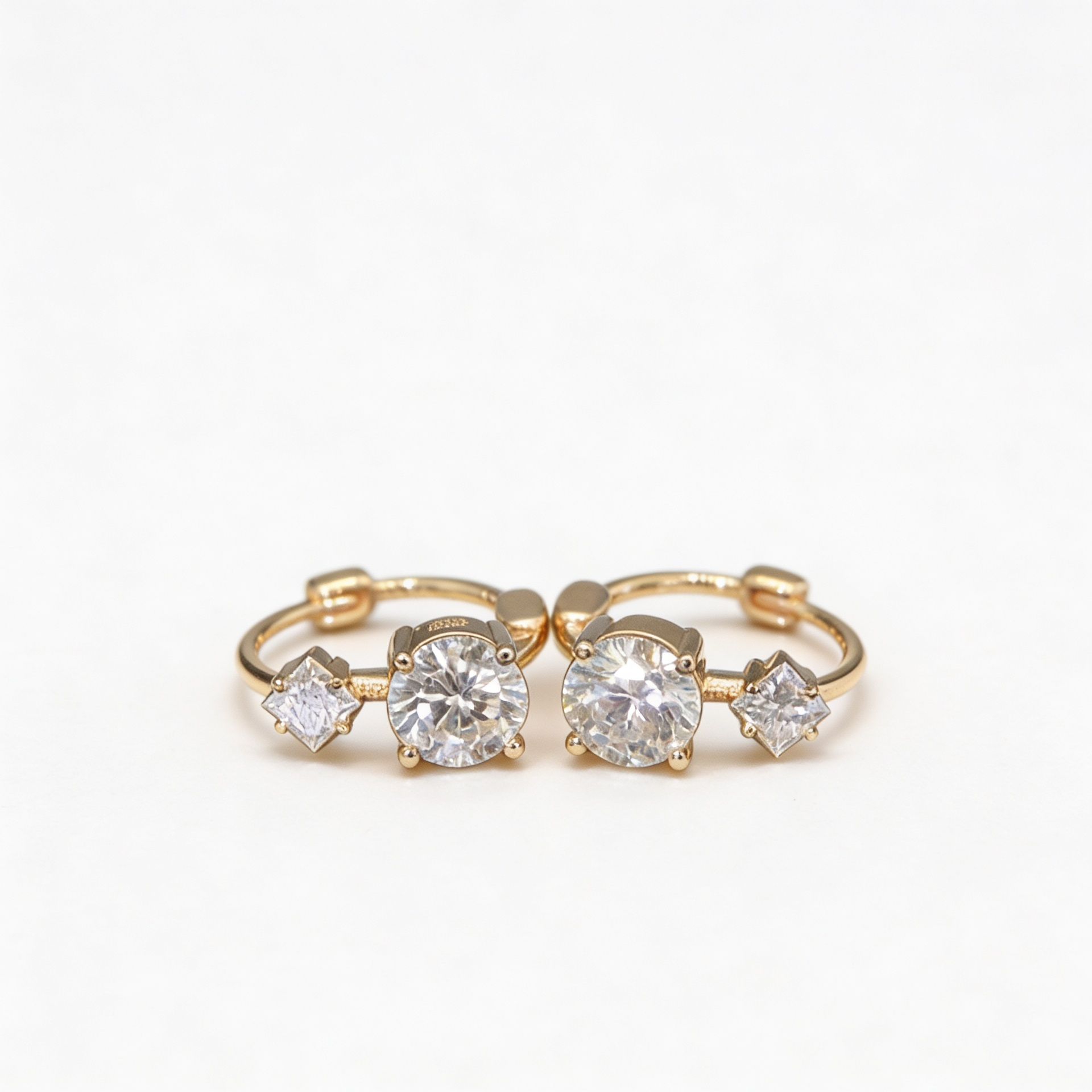 1.2 CT Mini Hoop Diamond Earrings in Gold/White Gold