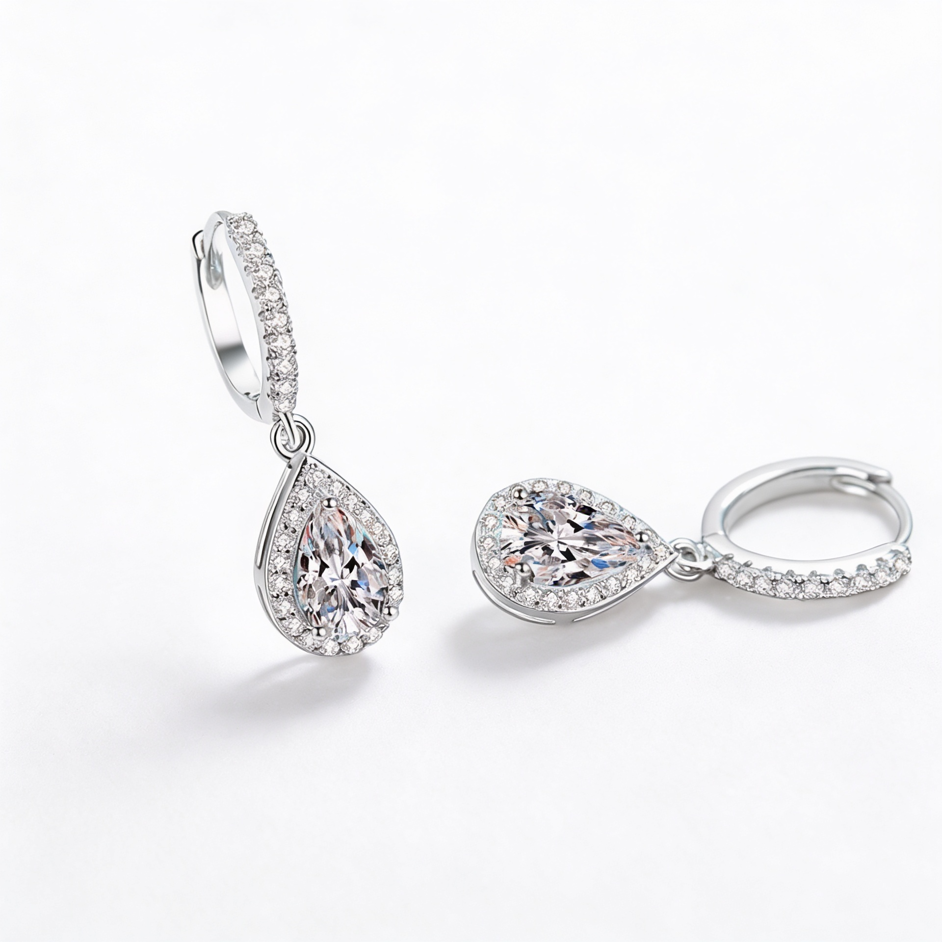 2.0 CT Lab-Grown Diamond Teardrop Earrings in Silver Plated with White Gold