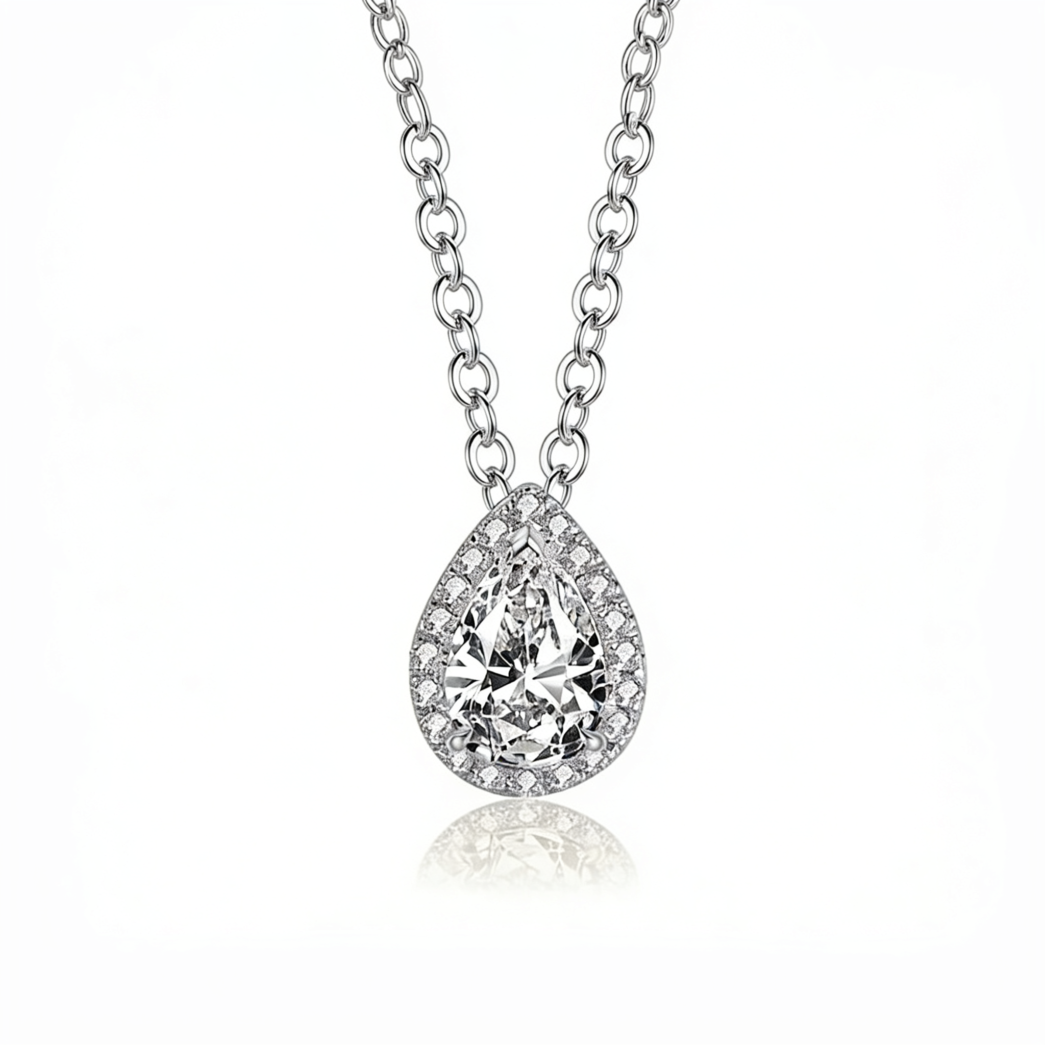 1.0 CT Pear Lab-Grown Diamond Pendant in White Gold