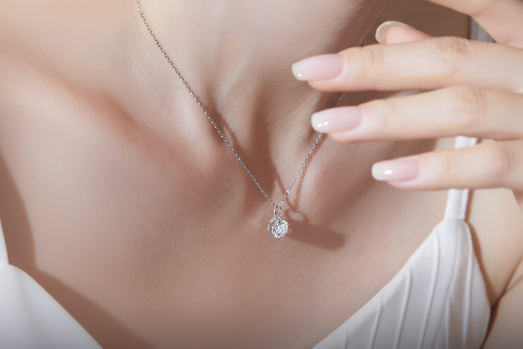 1.0 CT Lab-Grown Diamond Everyday Pendant in 18K Gold with Silver Chain