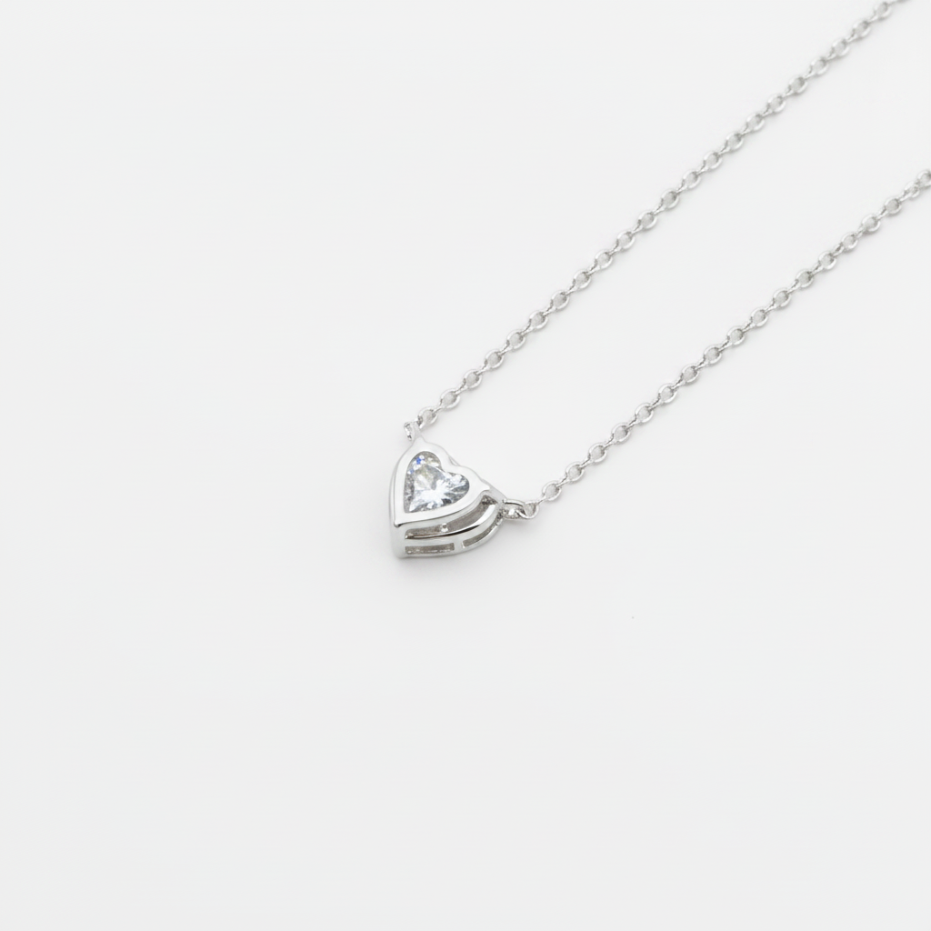 1.0 CT Heart-Shaped Lab-Grown Diamond Necklace in Gold or White Gold