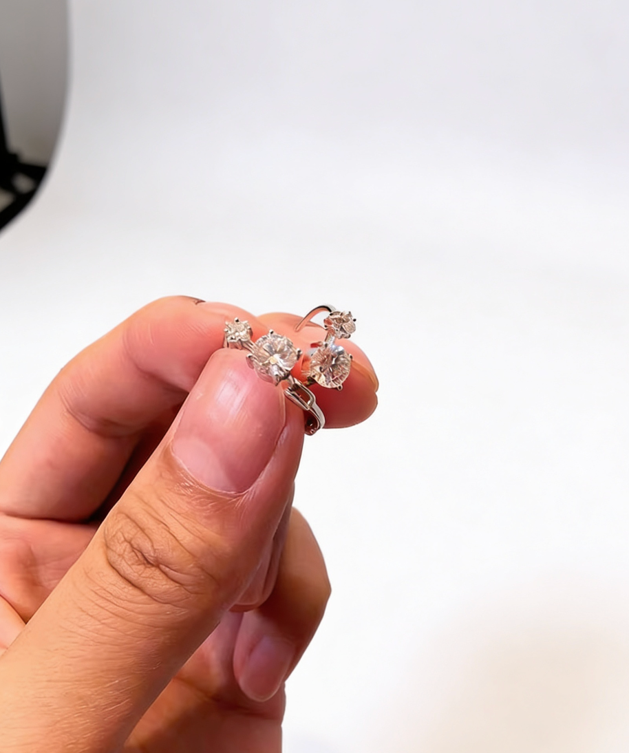 1.2 CT Mini Hoop Diamond Earrings in Gold/White Gold