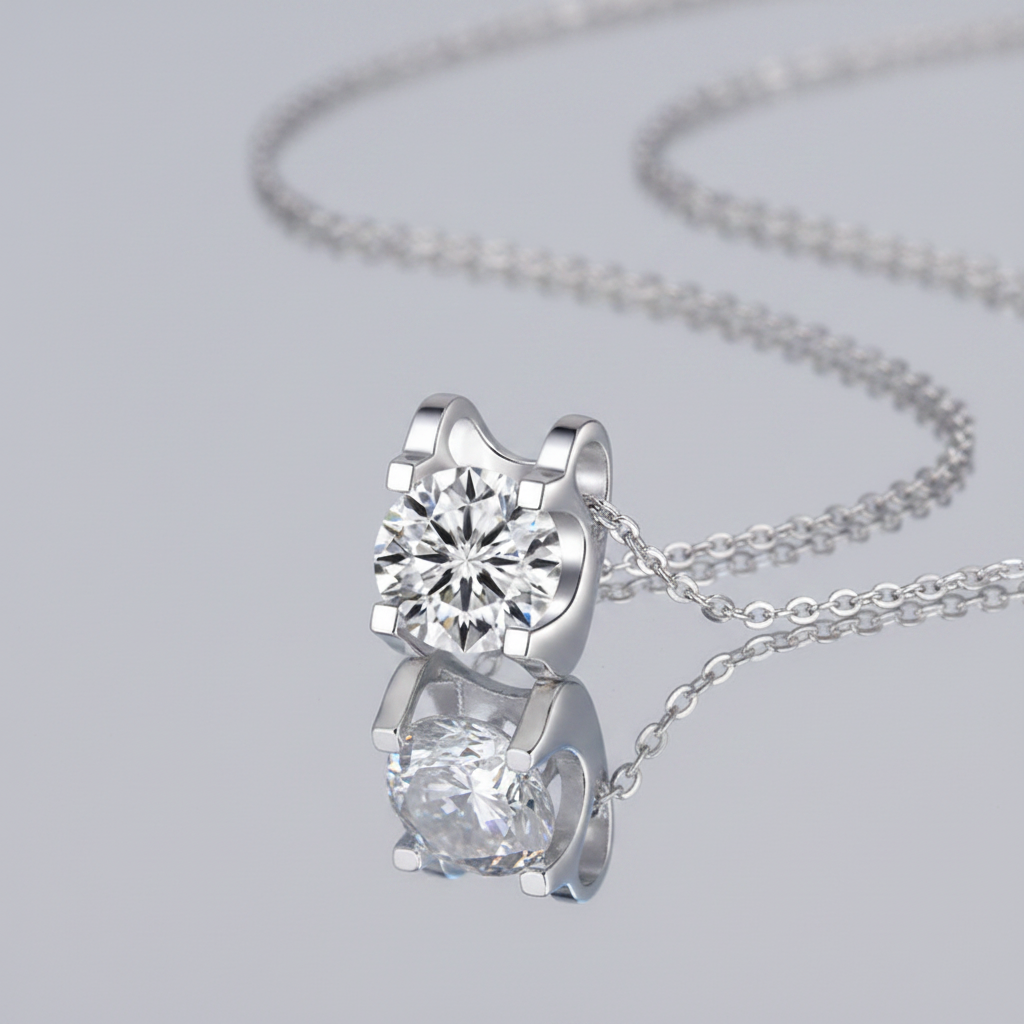 1.0 CT Lab-Grown Diamond Pendant in Silver with White Gold Coating