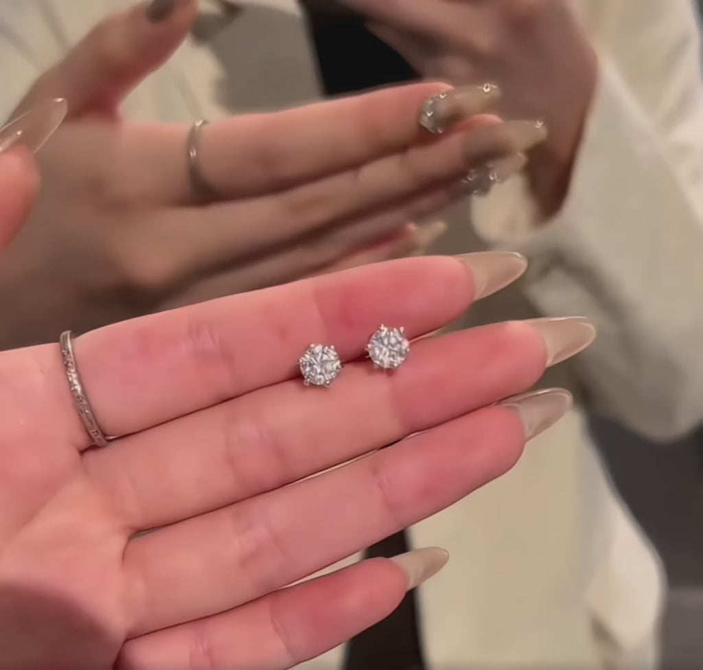 2.0 CT Lab-Grown Diamond Stud Earrings in Silver with White Gold Coat