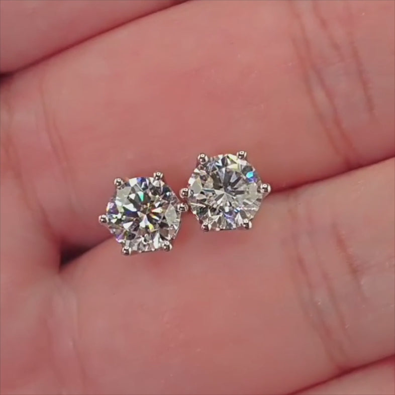 2.0 CT Lab-Grown Round Diamond Stud Earrings in White Gold/Gold